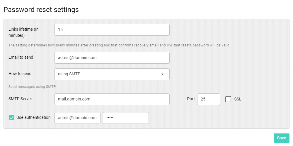 Password reset - Admin interface