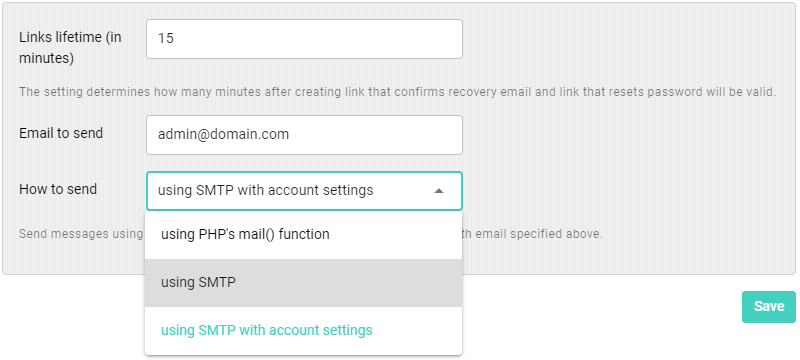 Password reset - Admin interface