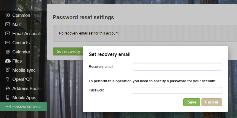 Password reset - User interface